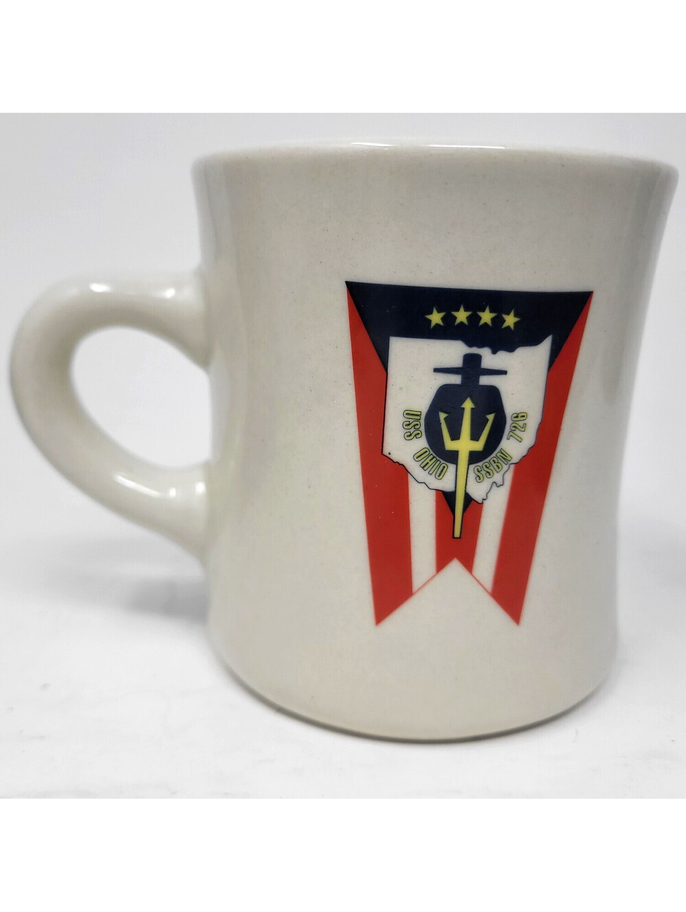 USS Ohio SSBN 726 Ballistic Missile Sub Commanding Officer Mug Gold Insignia Vtg
